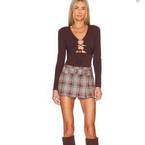Free People Sage Mini Skort Plaid pleated NWT